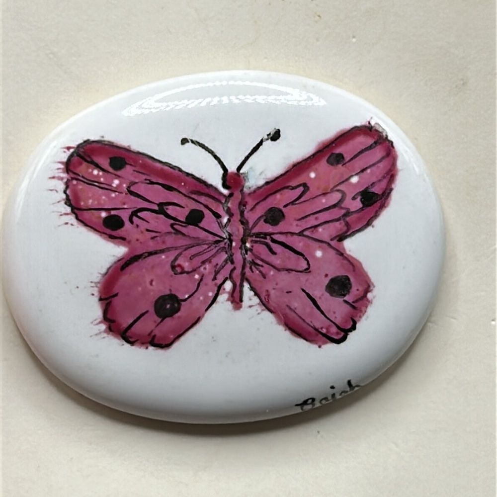 BOGO Free Jewelry…New‎ Bajah Signed Hand Painted Butterfly Porcelain Brooch Pin - Picture 3 of 5